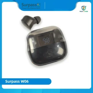 Surpass W06 TWS wireless earbuds with charging case and retail packaging